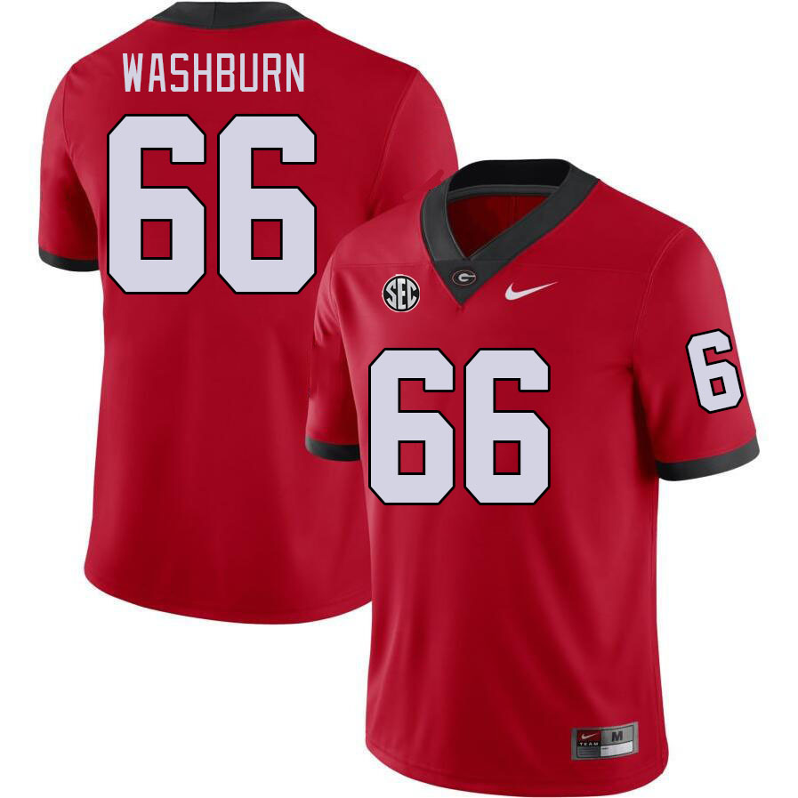 Men #66 Jonathan Washburn Georgia Bulldogs College Football Jerseys Stitched-Red - Click Image to Close